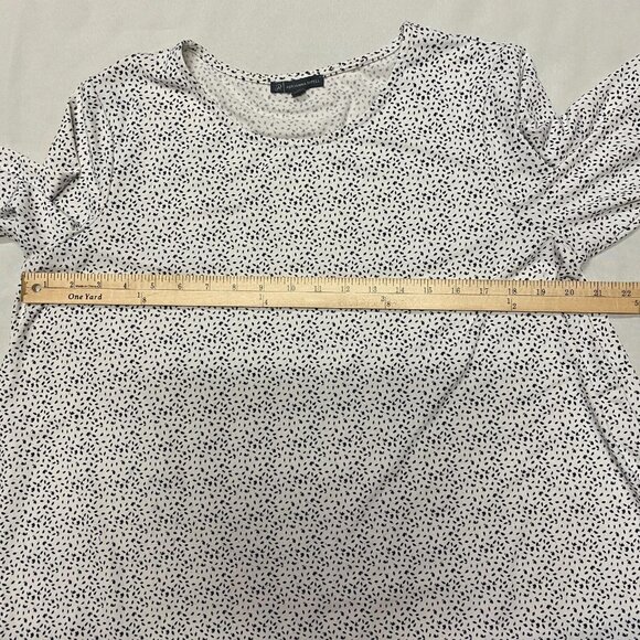 Adrianna Papell Blouse Womens 1X White Black Stretch Shark Hem Pullover Career - Picture 6 of 9